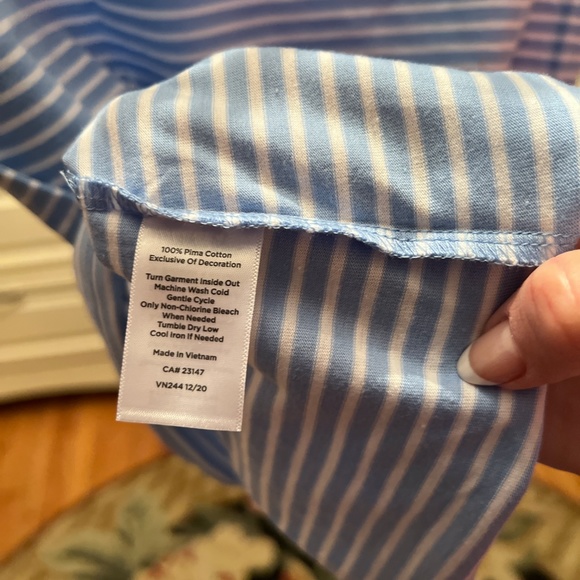 Talbots, Size XS, Light blue and white striped t-shirt - Picture 4 of 4
